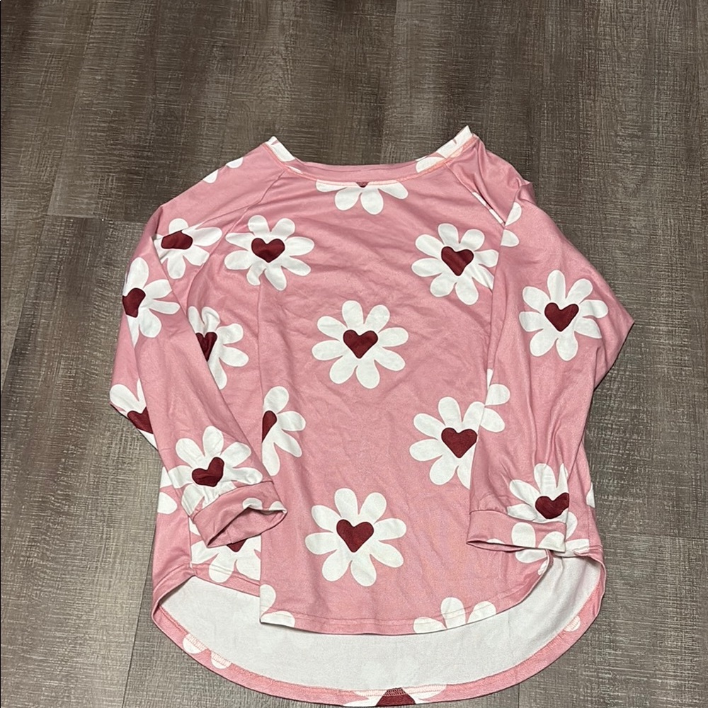 Plus Size Pink Long Sleeve Shirt